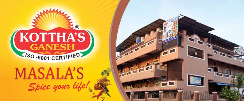 Kottha's Ganesh Masala's banner with the Kottha's building